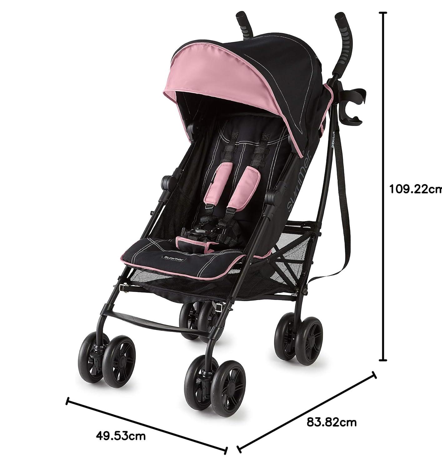 imageSummer Infant 3Dlite Convenience Stroller PinkMatte Black Lightweight Umbrella Stroller with Oversized Canopy ExtraLarge Storage and Compact FoldPinkMatte Black