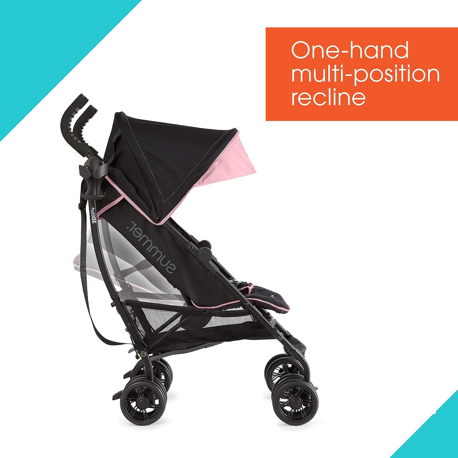 imageSummer Infant 3Dlite Convenience Stroller PinkMatte Black Lightweight Umbrella Stroller with Oversized Canopy ExtraLarge Storage and Compact FoldPinkMatte Black