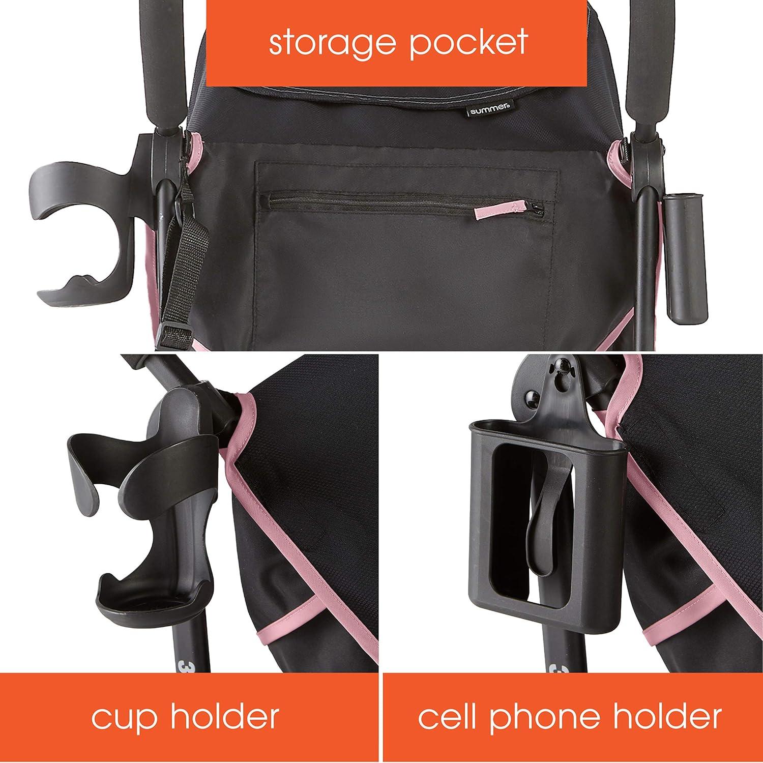 imageSummer Infant 3Dlite Convenience Stroller PinkMatte Black Lightweight Umbrella Stroller with Oversized Canopy ExtraLarge Storage and Compact FoldPinkMatte Black