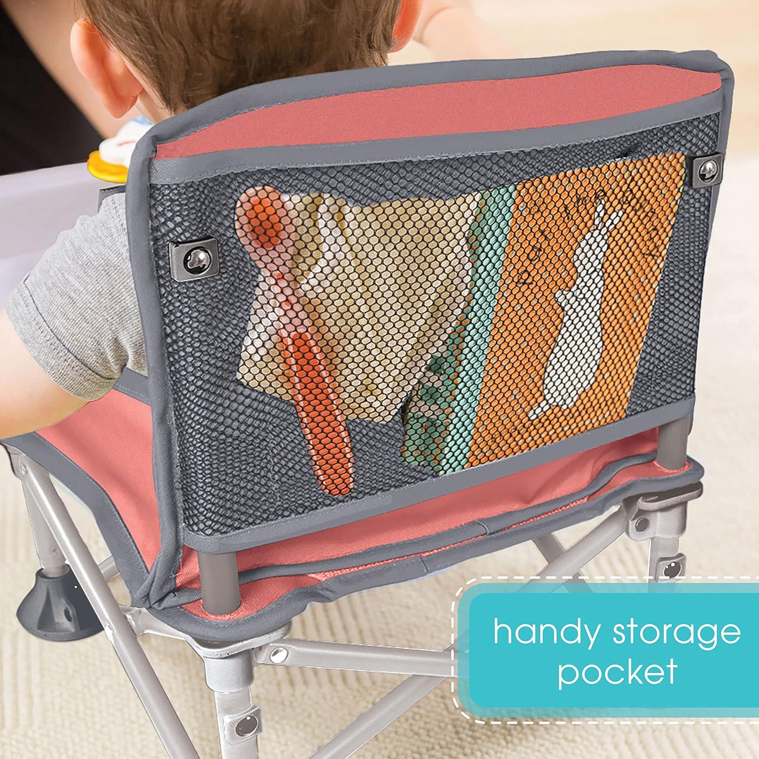 imageSummer by Bright Starts Pop N Sit Portable Booster Chair Floor Seat IndoorOutdoor Use Compact Fold Coral 6 Mos 3 YrsCoral Gray