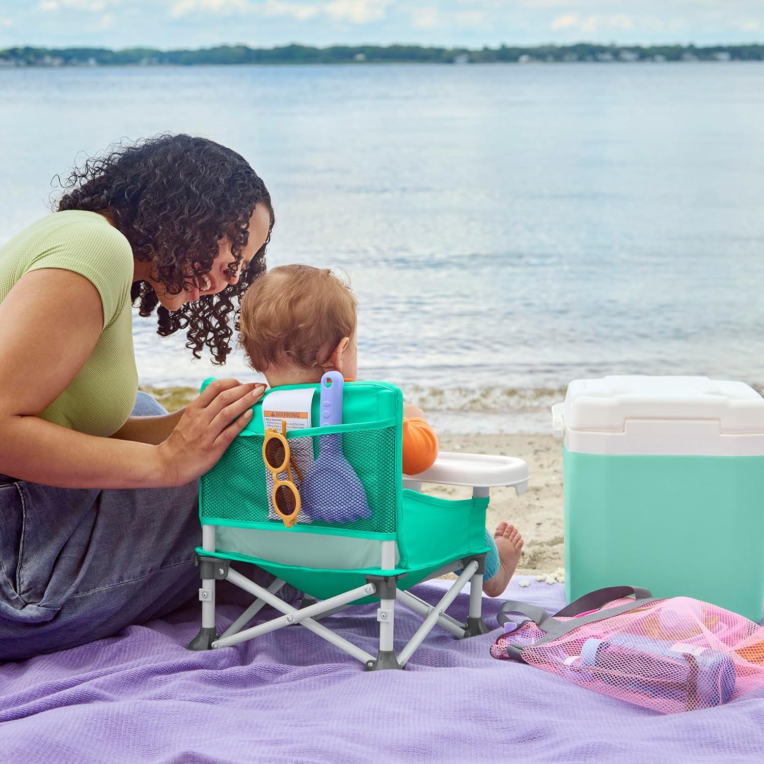 imageSummer by Bright Starts Pop N Sit Portable Booster Chair Floor Seat IndoorOutdoor Use Compact Fold Coral 6 Mos 3 YrsLittle Mermaid
