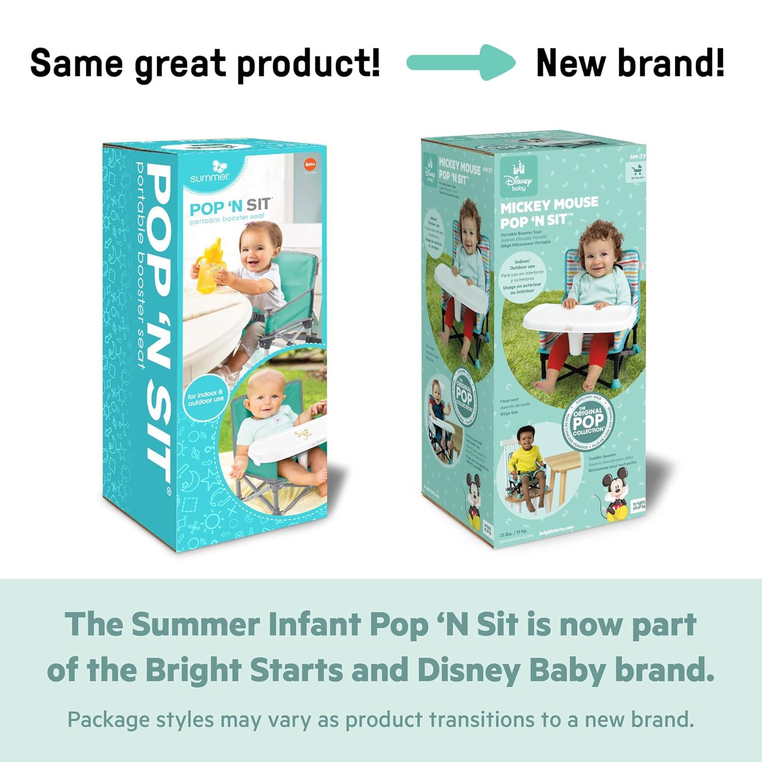 imageSummer by Bright Starts Pop N Sit Portable Booster Chair Floor Seat IndoorOutdoor Use Compact Fold Coral 6 Mos 3 YrsLittle Mermaid