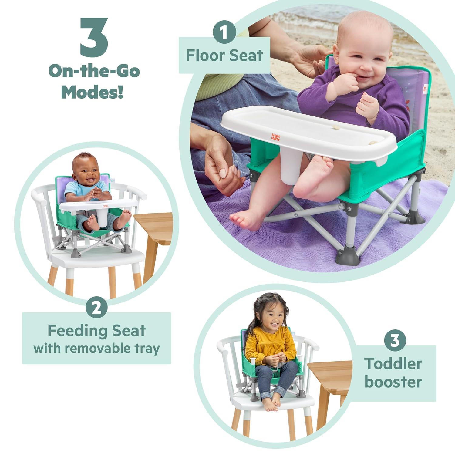 imageSummer by Bright Starts Pop N Sit Portable Booster Chair Floor Seat IndoorOutdoor Use Compact Fold Coral 6 Mos 3 YrsLittle Mermaid