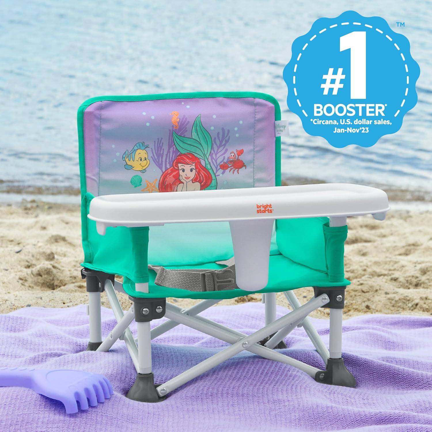 imageSummer by Bright Starts Pop N Sit Portable Booster Chair Floor Seat IndoorOutdoor Use Compact Fold Coral 6 Mos 3 YrsLittle Mermaid