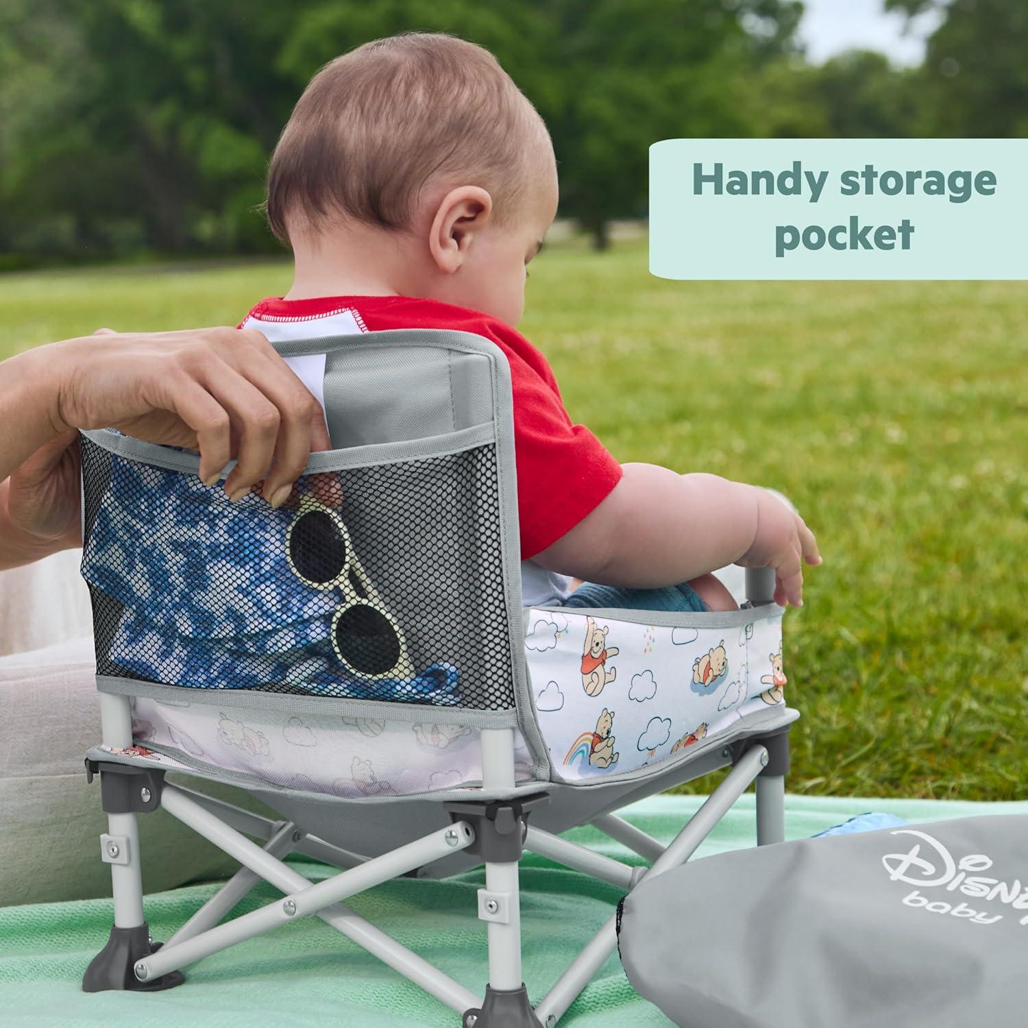 imageSummer by Bright Starts Pop N Sit Portable Booster Chair Floor Seat IndoorOutdoor Use Compact Fold Coral 6 Mos 3 YrsWinnie The Pooh